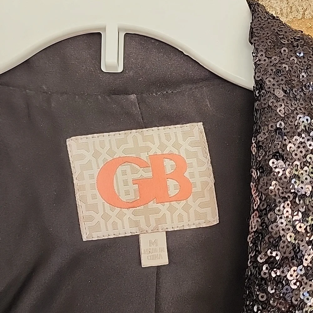 GB Black Moto Open Sequin Blazer